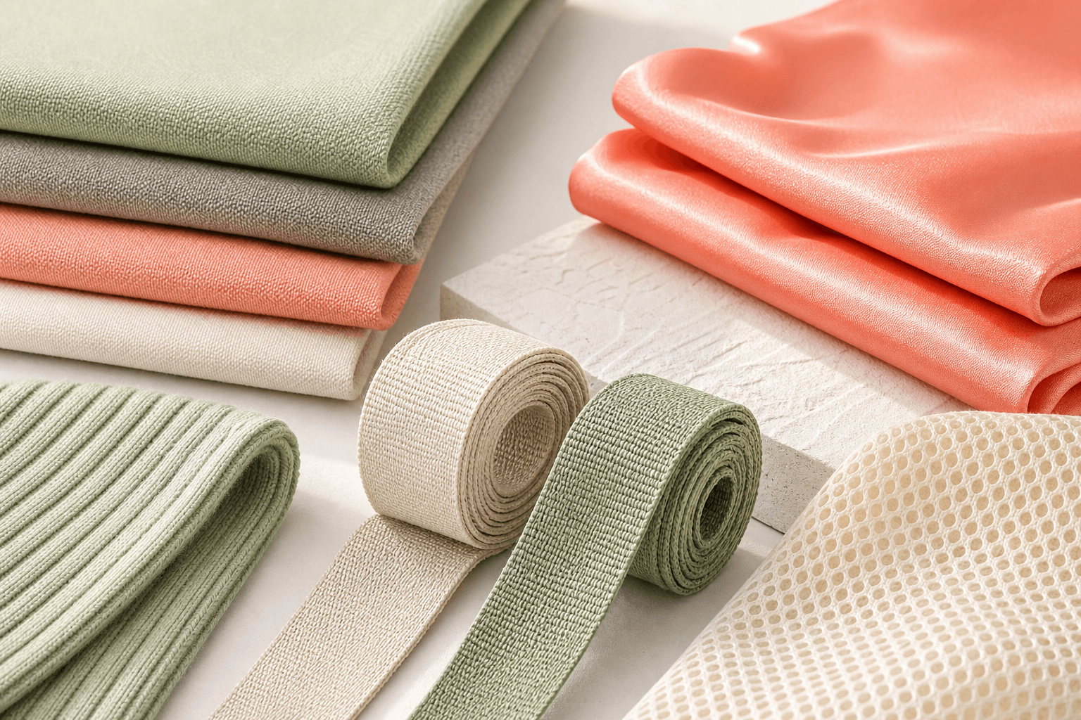 Woven fabric, polyester, knitted fabric, air mesh, and webbing materials